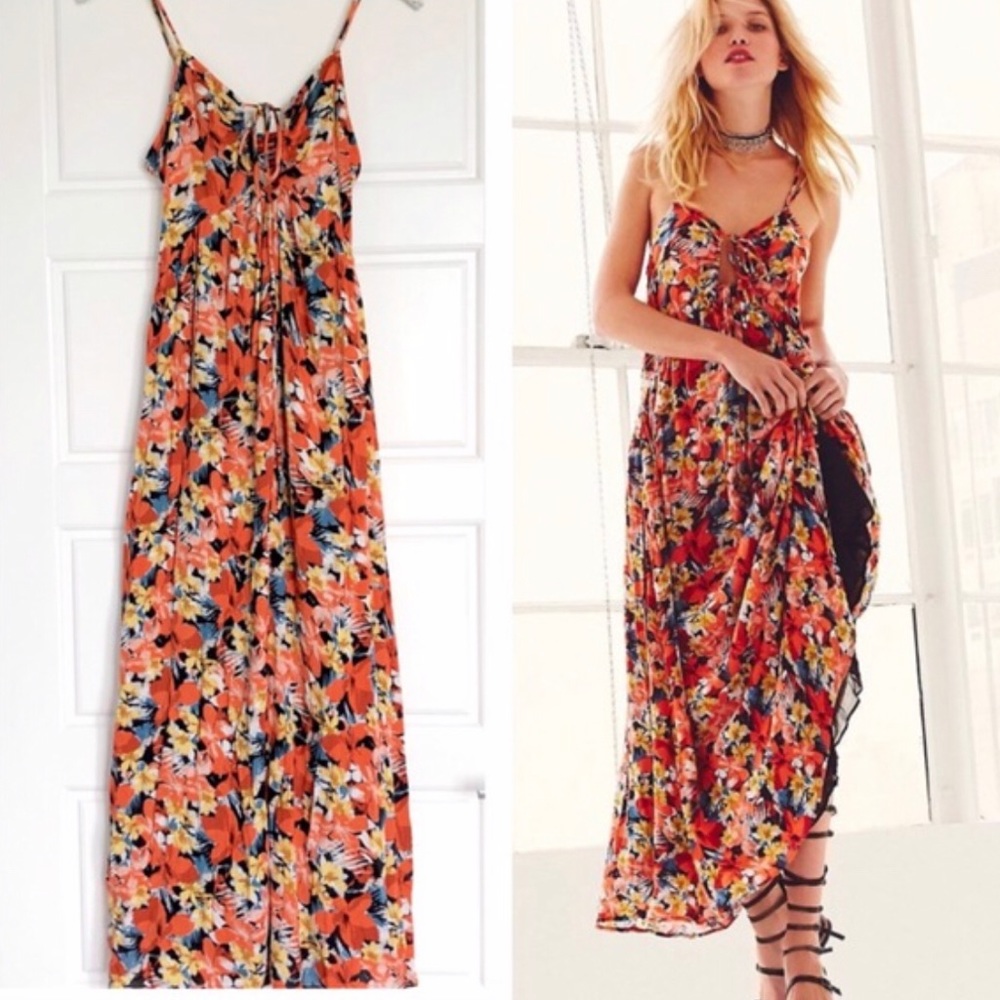 Free People Floral Keyhole Mulberry Maxi Dress NWT